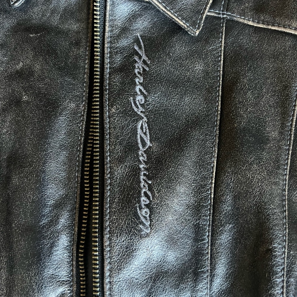 Harley-Davidson Women's Black Leather Zip Front Jacket - Picture 2 of 5